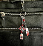 90s Slasher Bloody Phone & Knife Keychain - Retro Horror Movie Fan Bag Charm