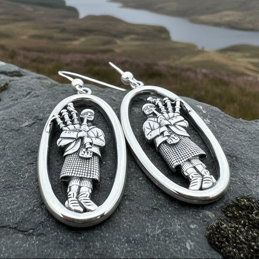 Tartan Bagpiper Earrings
