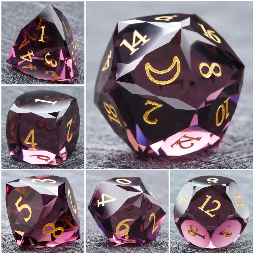 Bear Dice DND Multi-Sided Engraved Glass Gemstone Dice Set