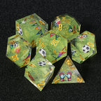 Football-Themed Resin Dice Set for D&D + Gold Lettering