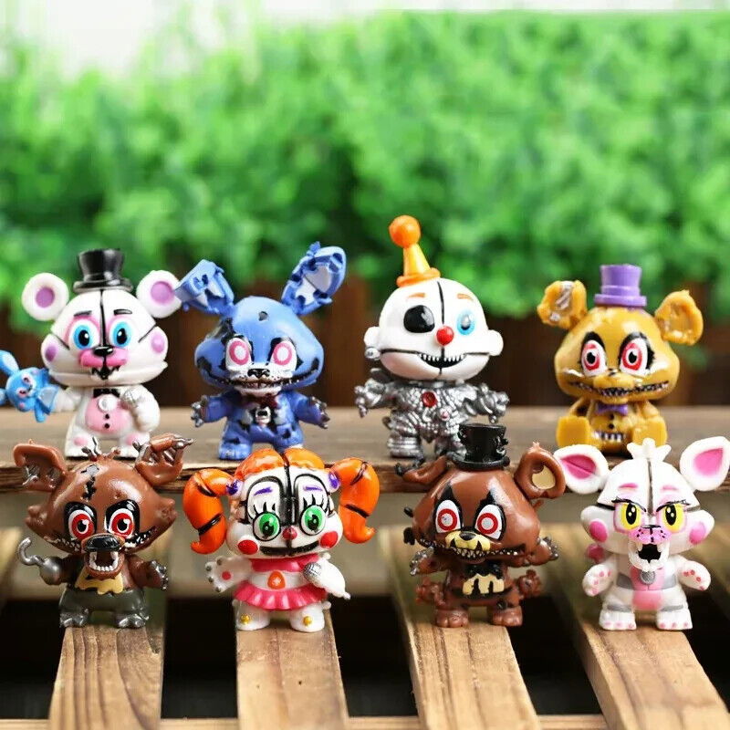 8 PCs Set Freddy Figures, Five Nights At Freddy's FNAF Horror Gaming Figurines