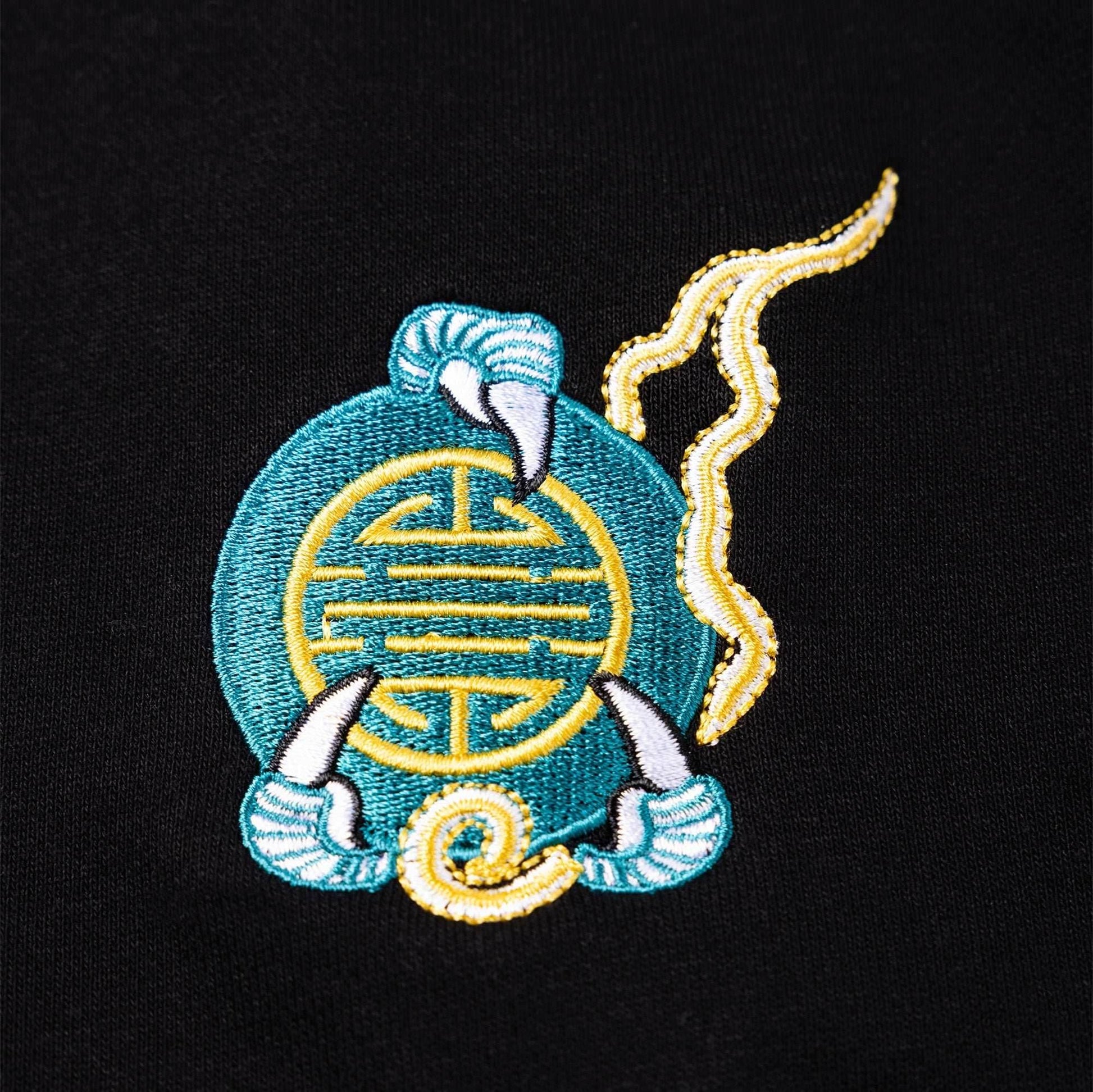 KH9000 Blue Dragon Embroidery Hoodie - Black / S