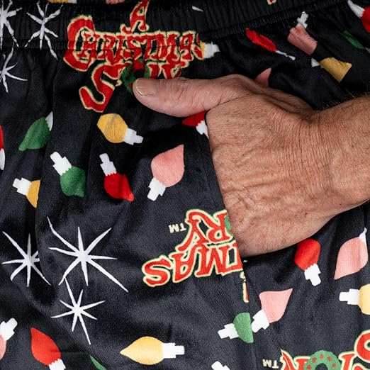 Brushed Fleece Holiday Lights Pj Lounge Pants Pajamas for Men - S