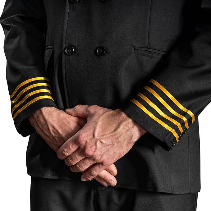 Adult Men's Pilots Uniform Halloween Cosplay Costume Deluxe Set - S