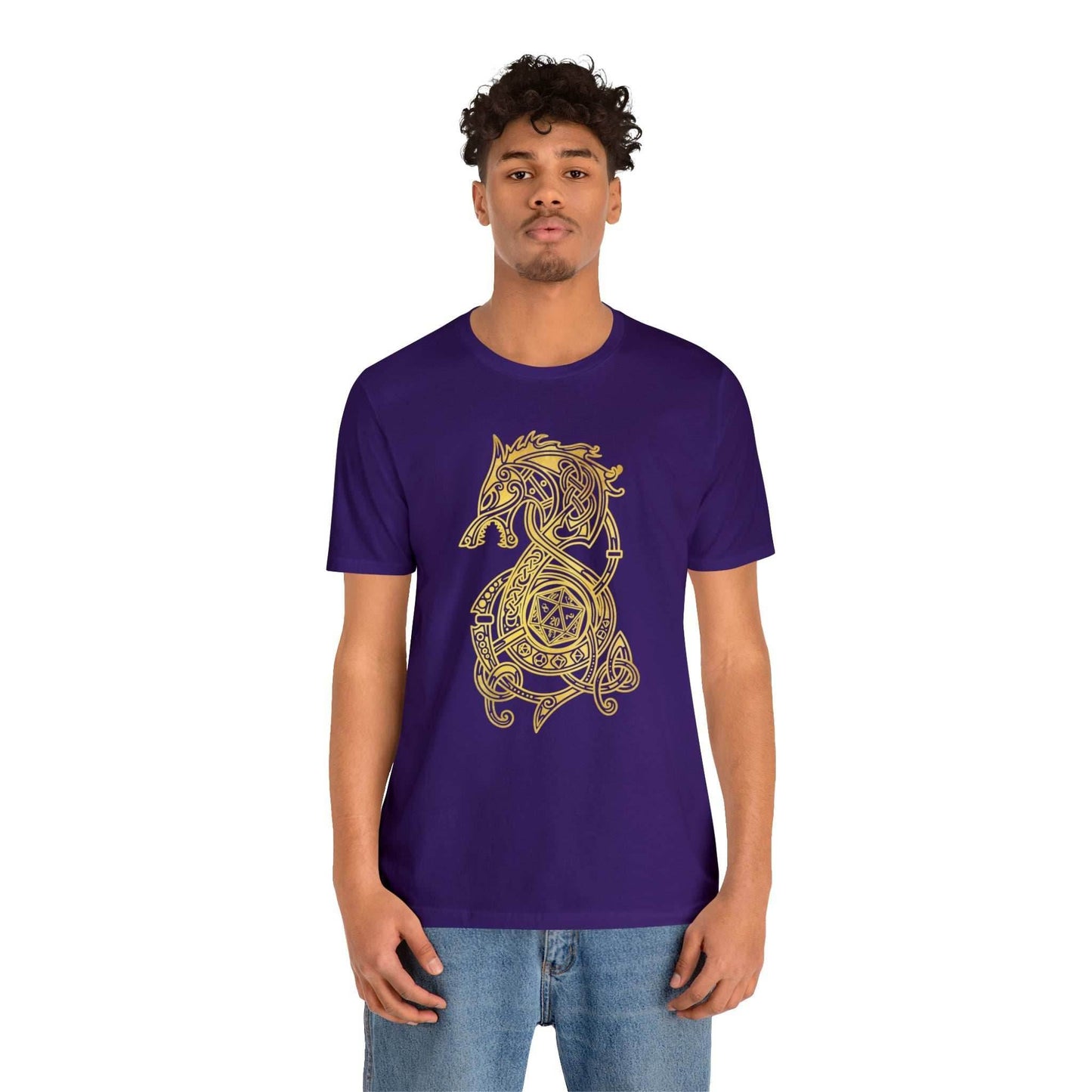 Golden Celtic Dice Dragon Shirt - Army / S