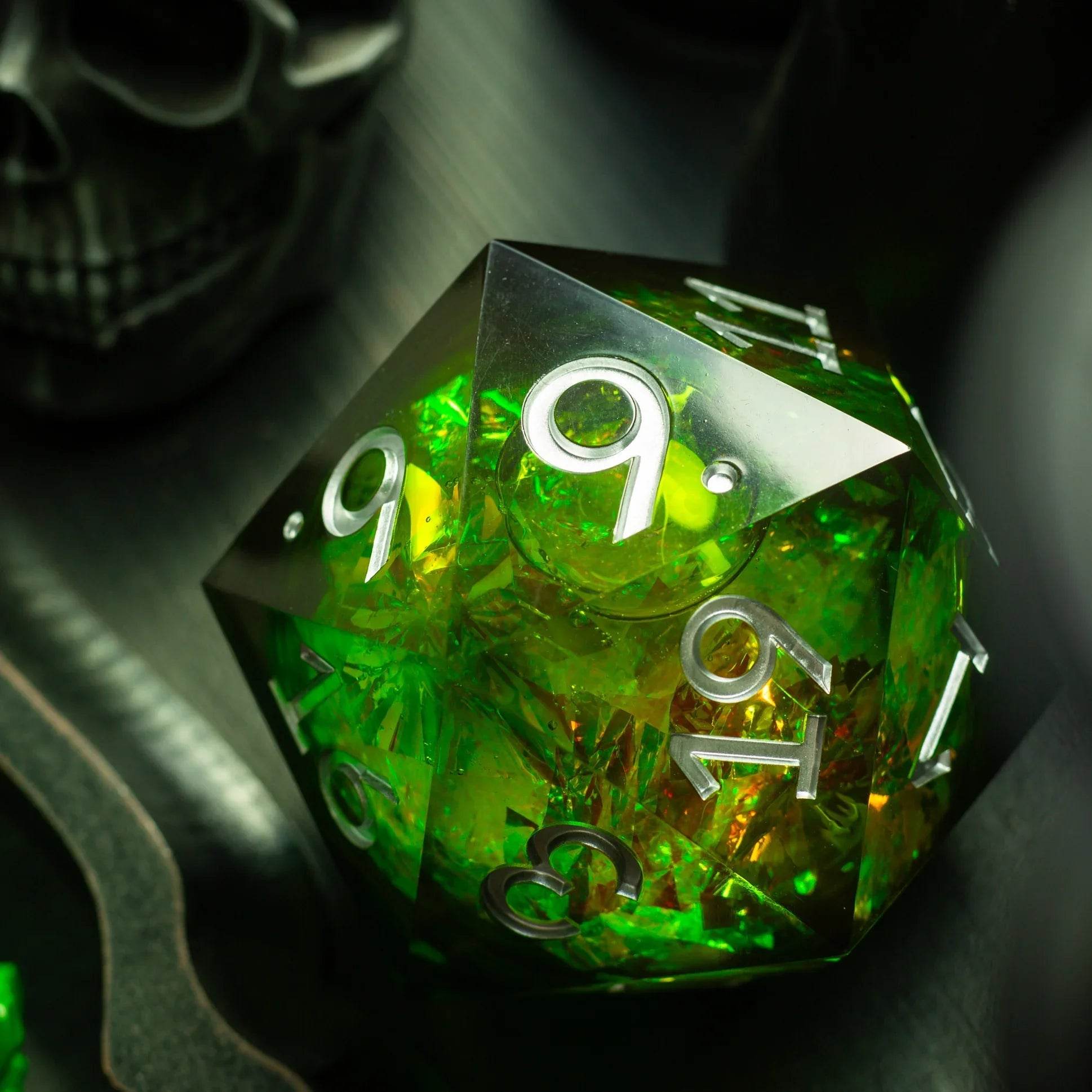 Massive Green Liquid Core 95MM Chonk Handmade Resin Dice And Box - Only 1 D20