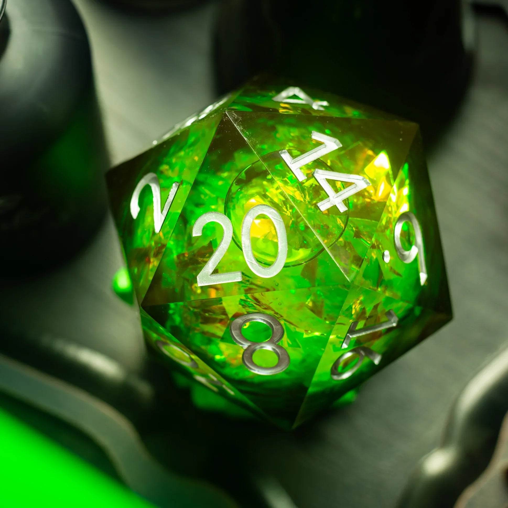 Massive Green Liquid Core 95MM Chonk Handmade Resin Dice And Box - Only 1 D20