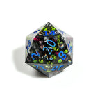 Multifaceted Illusion - 95mm Jumbo Eyeball Resin D20 Dice + Silver Numbers
