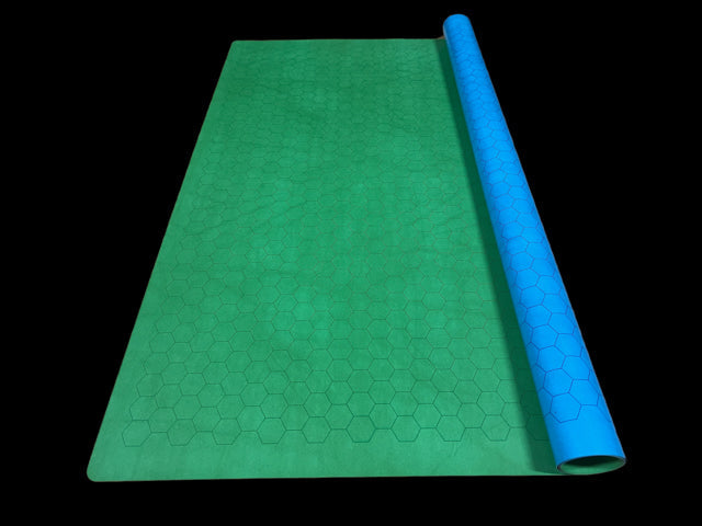 [Preorder] Megamat® 1" Reversible Blue-Green/Black-Grey Squares/Hexes (34½" x 48" Playing Surface) [Multiple Options]