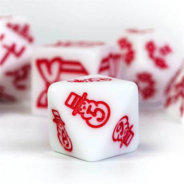 White Christmas Dice w/Red Presents Trees Snowman Holiday Festive - 