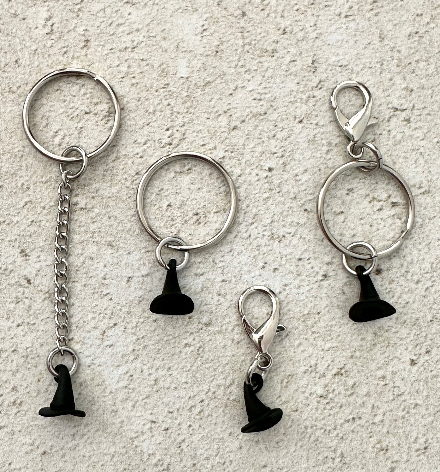 Black Witch Hat Zipper Pull Bag Charm Keychain