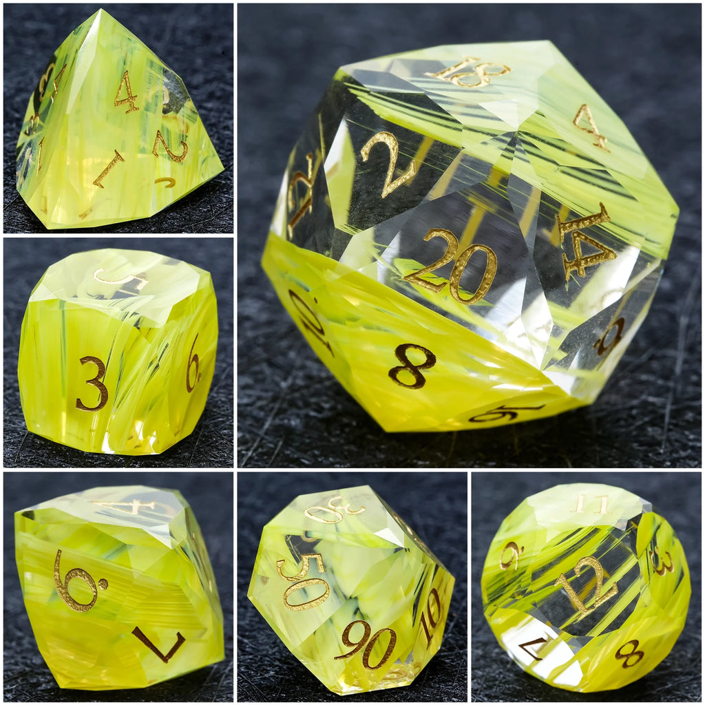 Bear Dice DND Multi-Sided Engraved Glass Gemstone Dice Set