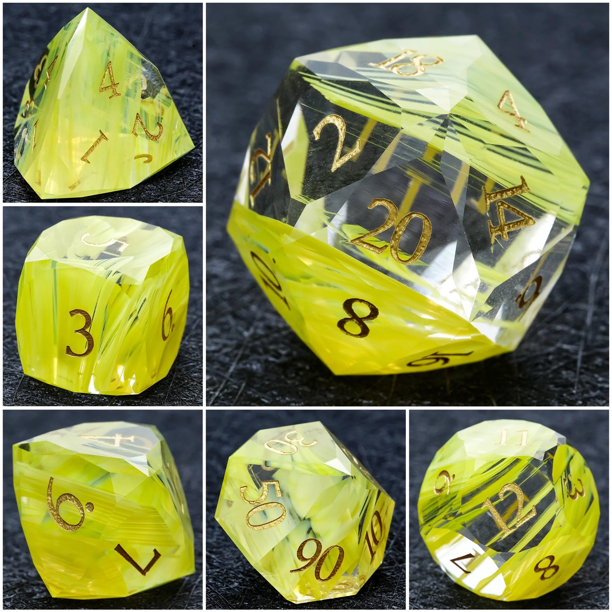Bear Dice DND Multi-Sided Engraved Glass Gemstone Dice Set