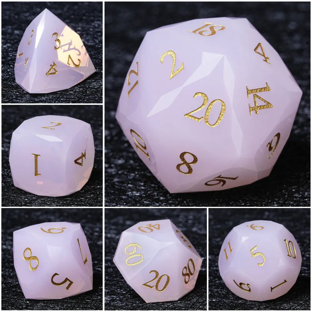 Bear Dice DND Multi-Sided Engraved Glass Gemstone Dice Set