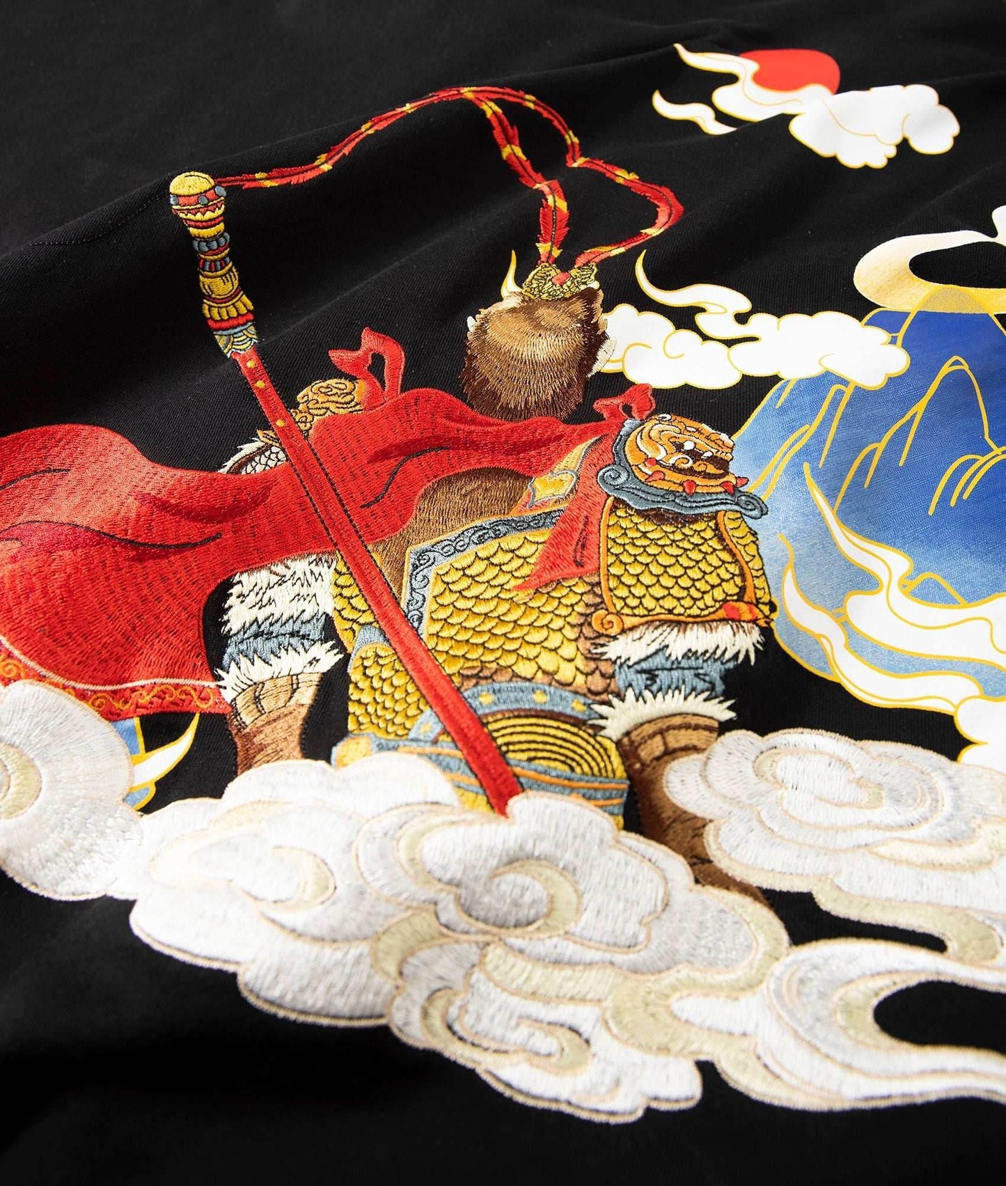 Monkey King Embroidery Hoodie - Black / S