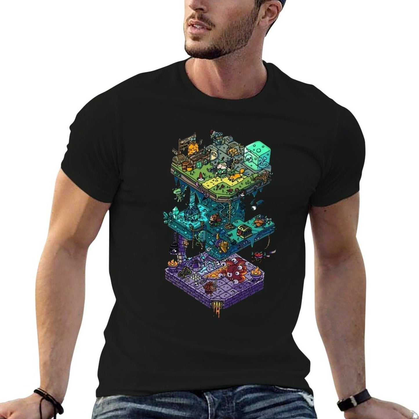 Dungeons And Isometric Dragons  Summer-ready Fabric T-Shirt
