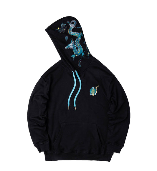 KH9000 Blue Dragon Embroidery Hoodie - Black / S