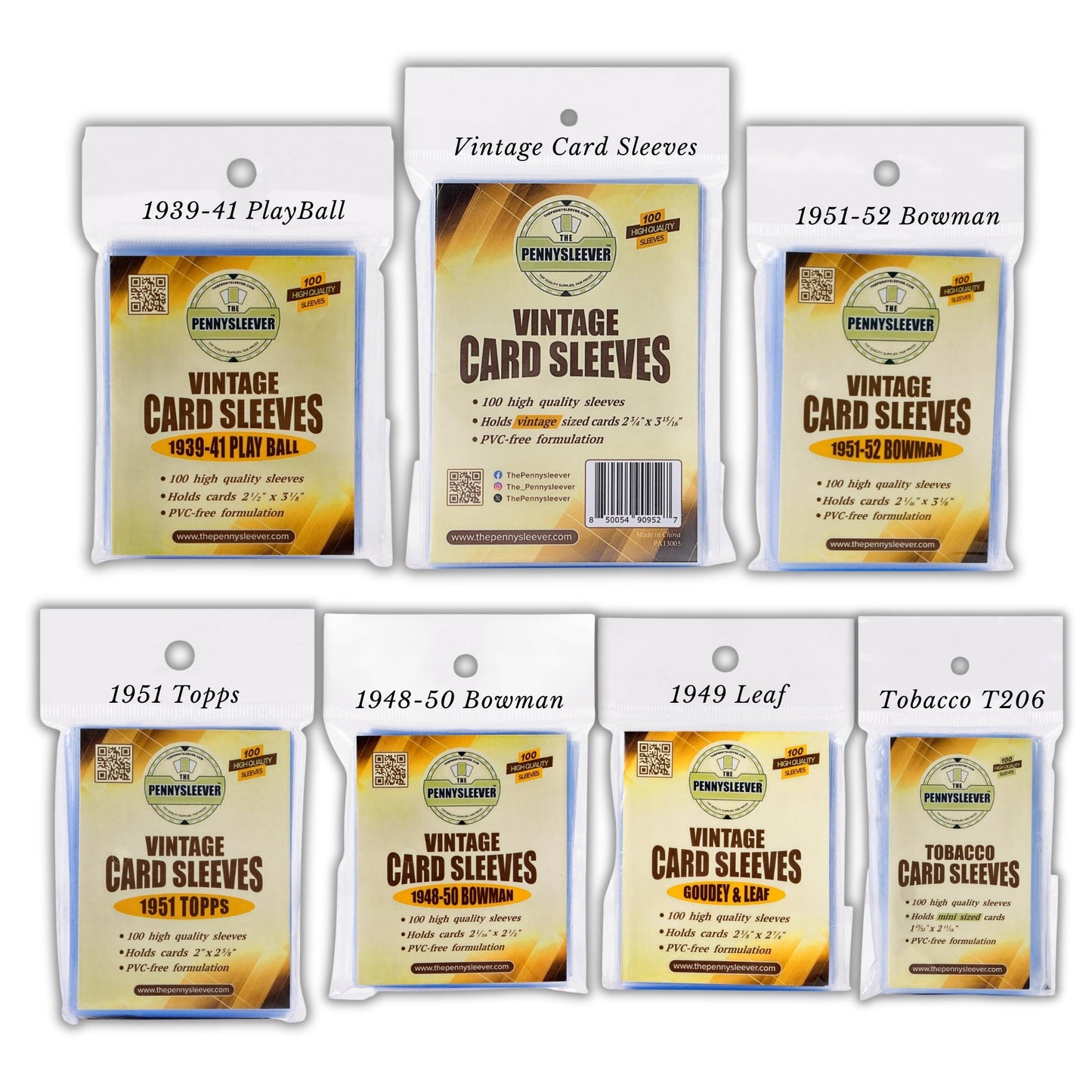 Vintage Card Sleeves 1948-50 Bowman (100 count)