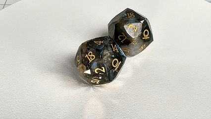 Kickstarter Dice - Natural Labradorite DND Gem Dice Set - Ring of Order