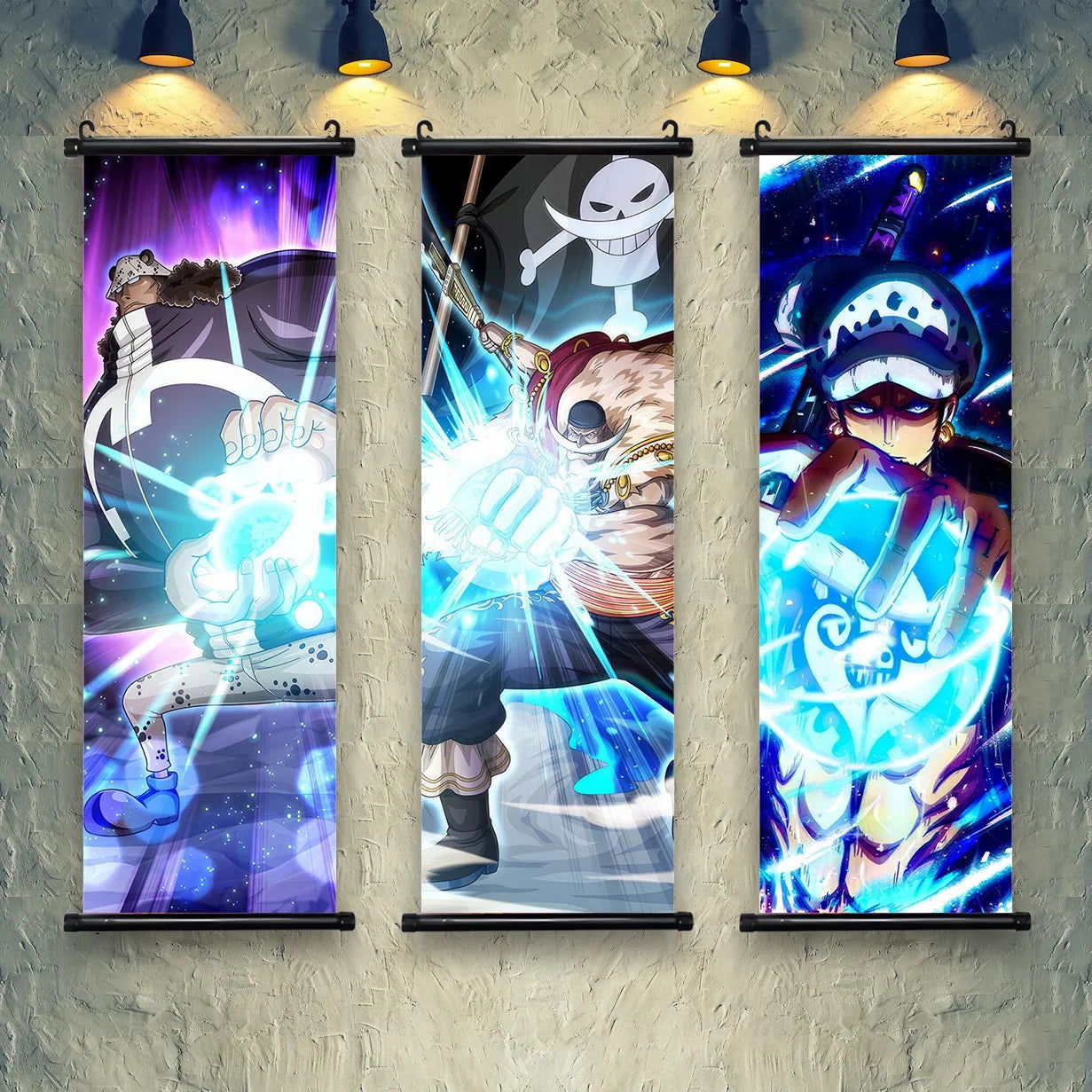 Anime ONE PIECE Poster Scrolls Wall Art, Sanji Roronoa Zoro Luffy Nami Canvas Prints Kids Room Decoration Hanging Scrolls