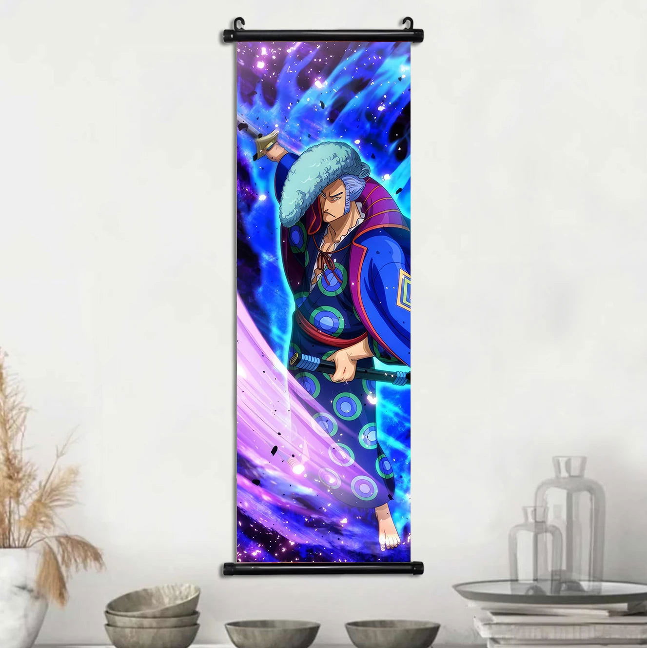 Anime ONE PIECE Poster Scrolls Wall Art, Sanji Roronoa Zoro Luffy Nami Canvas Prints Kids Room Decoration Hanging Scrolls