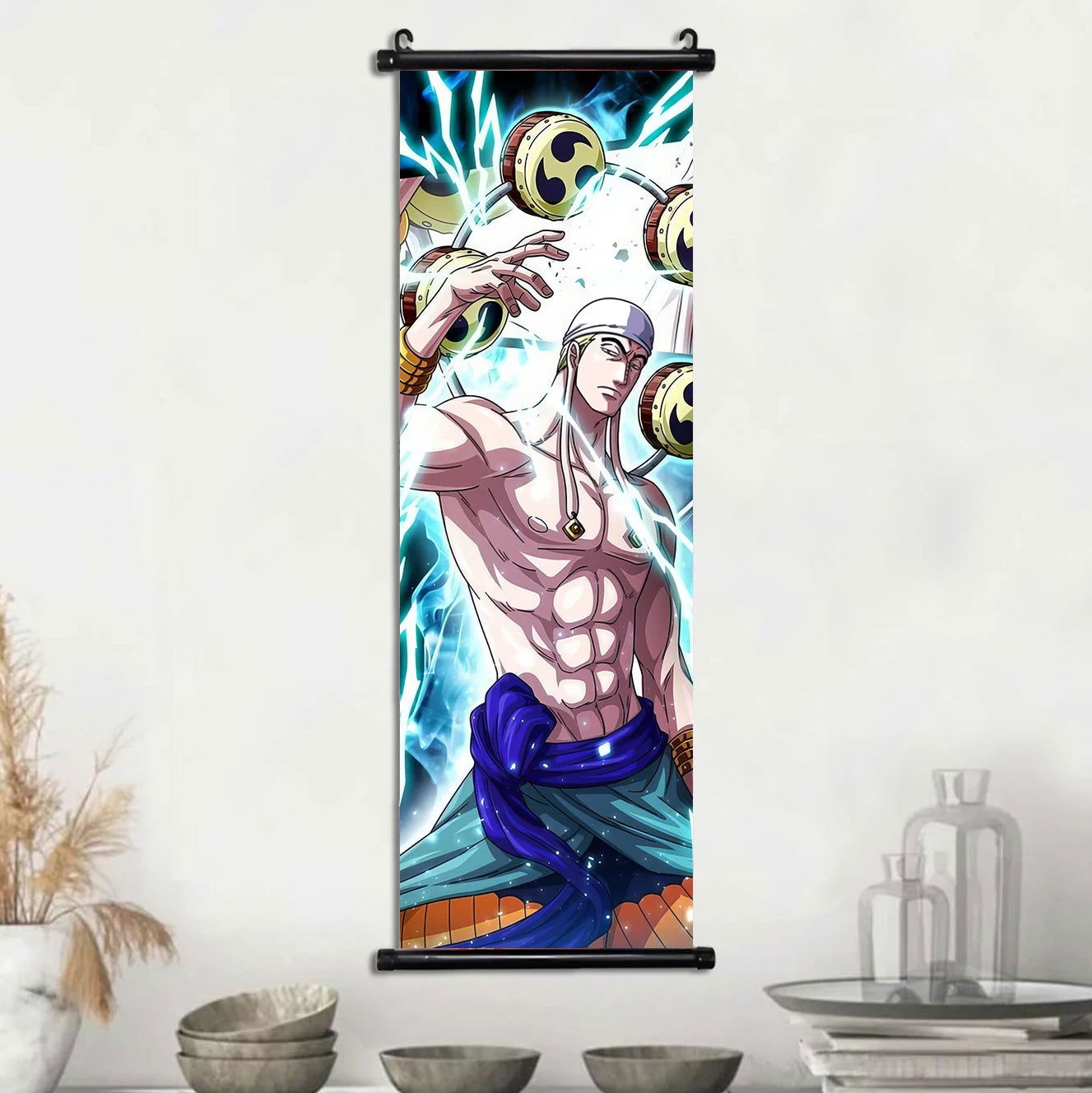 Anime ONE PIECE Poster Scrolls Wall Art, Sanji Roronoa Zoro Luffy Nami Canvas Prints Kids Room Decoration Hanging Scrolls