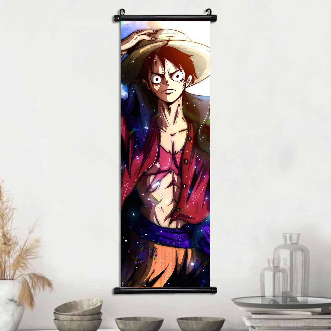 Anime ONE PIECE Poster Scrolls Wall Art, Sanji Roronoa Zoro Luffy Nami Canvas Prints Kids Room Decoration Hanging Scrolls