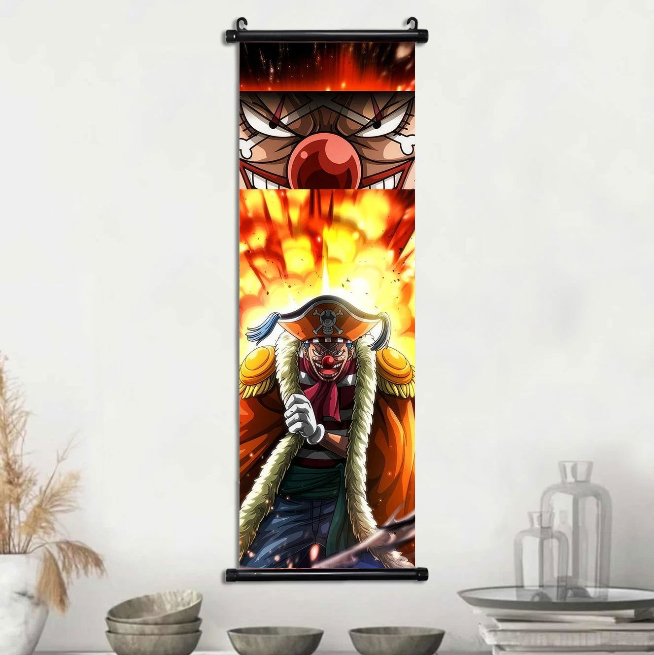 Anime ONE PIECE Poster Scrolls Wall Art, Sanji Roronoa Zoro Luffy Nami Canvas Prints Kids Room Decoration Hanging Scrolls
