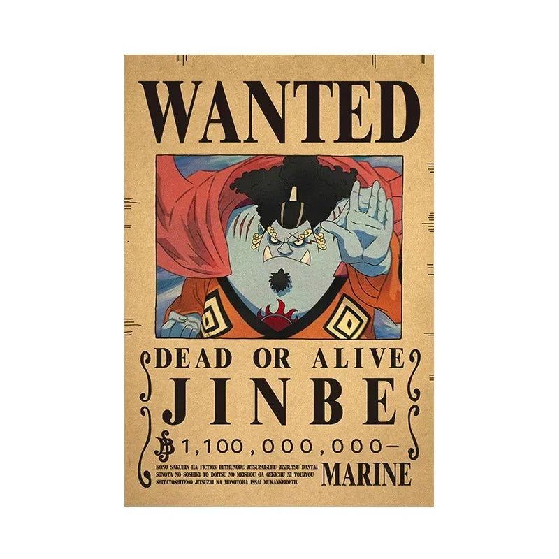 Anime One Piece Gear 5 Luffy Wanted Posters, Kids Bedroom Retro Poster Zoro Living Home Decoration Wall Art Paper Stickers