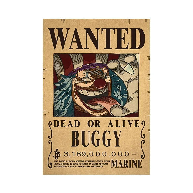 Anime One Piece Gear 5 Luffy Wanted Posters, Kids Bedroom Retro Poster Zoro Living Home Decoration Wall Art Paper Stickers