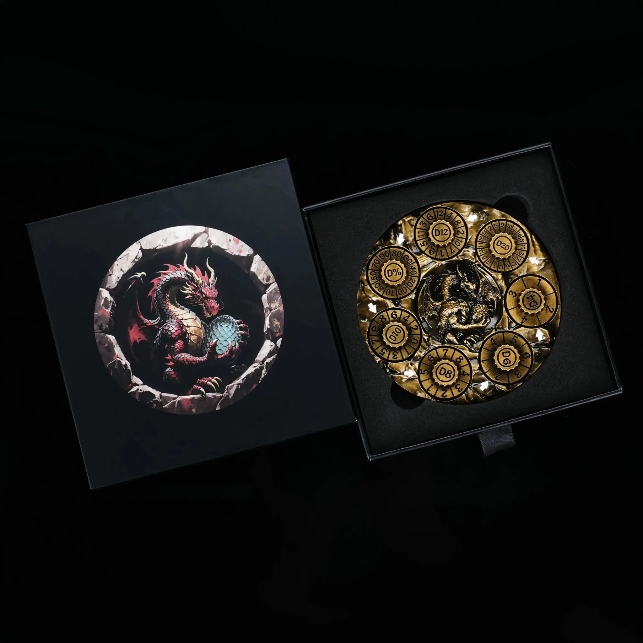 Unique Dice Spinner: 7-in-1 Metal 3D Relief Dragon DND Roulette Dice Spinner