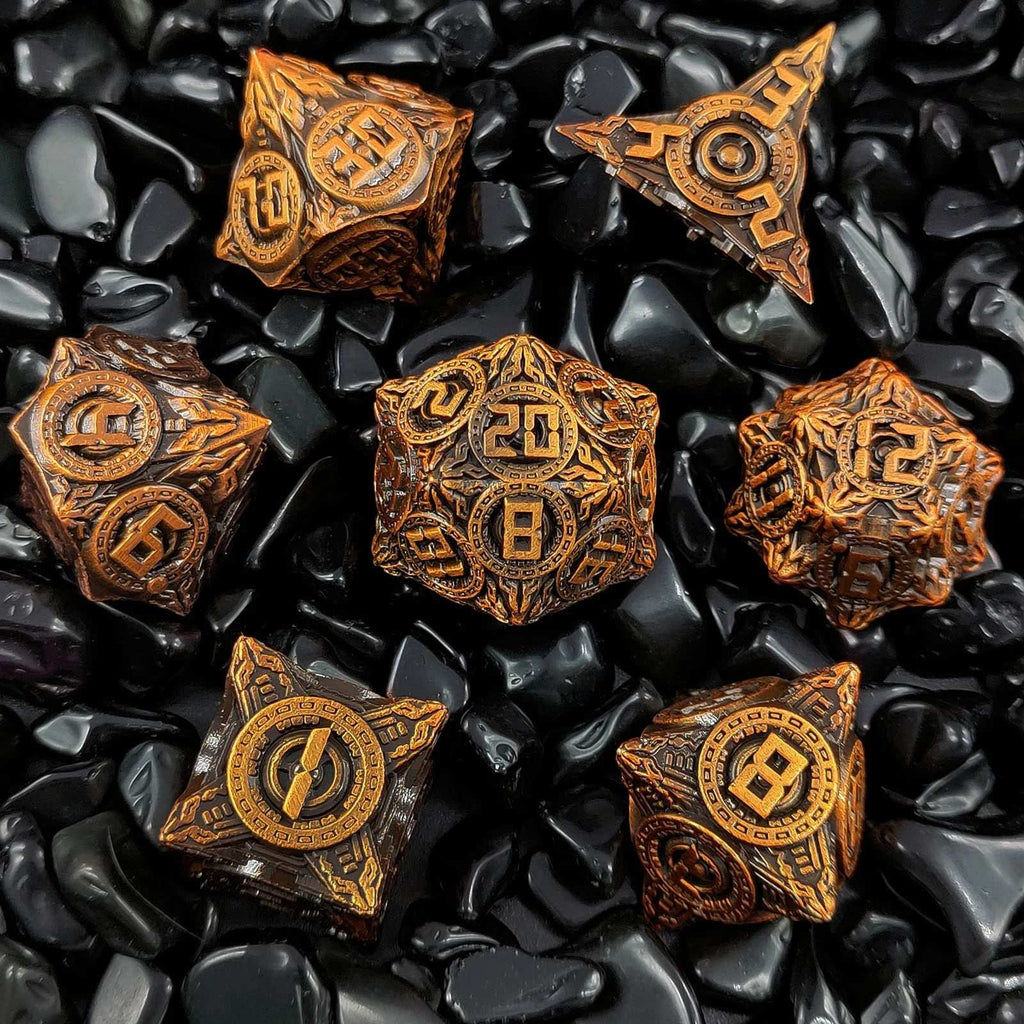 UFO Elements - Solid Metal DND Dice Set Ancient Gold