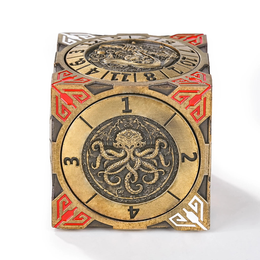 Cool Table Game Dice Spinner: 7-in-1 Metal Solid Cube Six-Sided Circular Spinning Roulette Dice