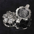 Unique dnd revolver dice set: 7 cool metal dnd bullet dice in the rotating revolver cylindrical magazine