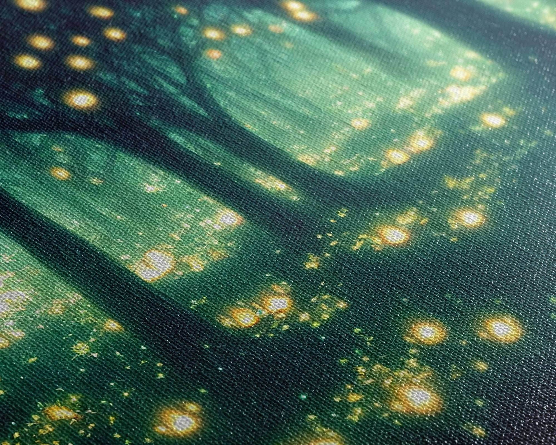 Fantasy forest wall decor, ready to hang 3 piece canvas print, 3 piece wall art, firefly wall art, Fireflies In A Fairy Forest at Night - 8x12 In. - 3 Pieces / Stretched Canvas