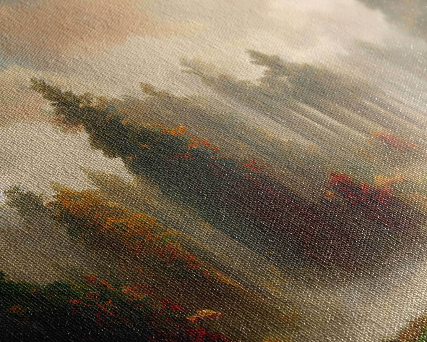 Hazy Forest Fantasy Art, Ready To Hang Canvas Print, Panoramic Art, Fog Covered Forest High Fantasy RPG Concept Art - 10x30 Inches / Gallery Wrap Canvas - Ready To Hang