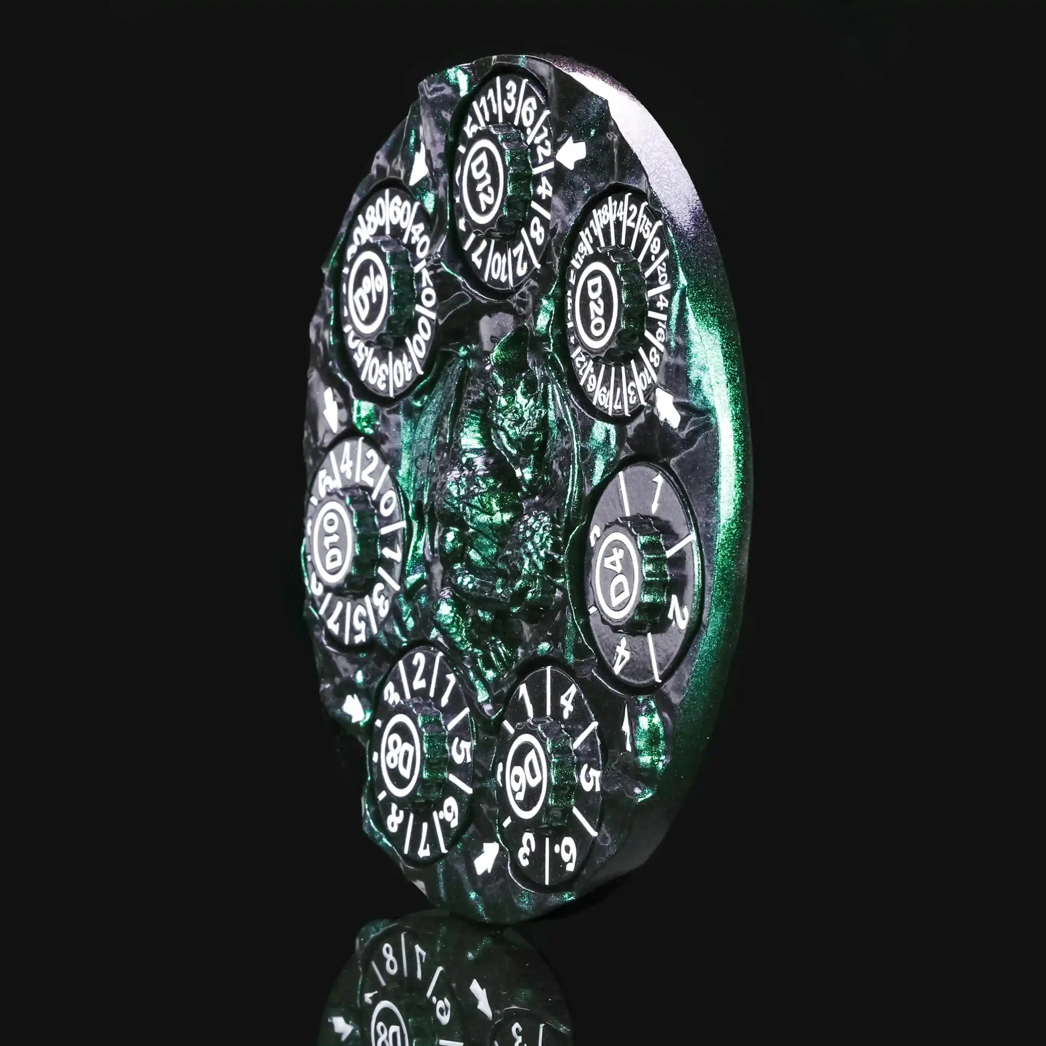 Unique Dice Spinner: 7-in-1 Metal 3D Relief Dragon DND Roulette Dice Spinner