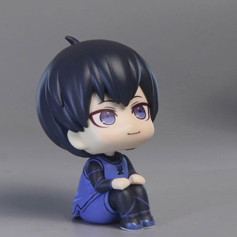 BLUE LOCK Cute Mini Figurines, Isagi Yoichi Chigiri Hyoma Nagi Seishiro Action Figures, Kawaii PVC Toys for Collector 10cm