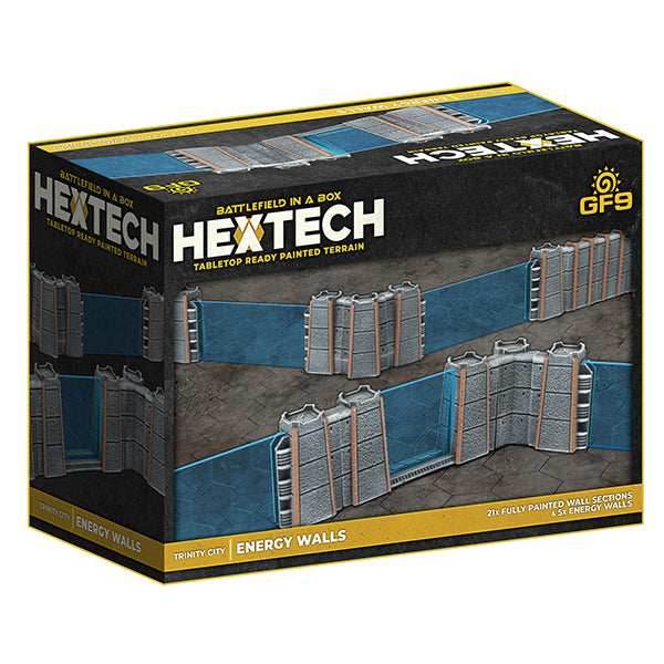 Battlefield in a Box: HexTech - Trinity City - Energy Walls (Grey/Blue) - 
