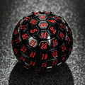 Black Acrylic D100 Dice + Red Numbers - Unique Hexagonal 100-Sided Dice