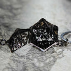 Multicolor Metal Hollow D20 Dice Necklace、Keychain + Mini DND Dice Set