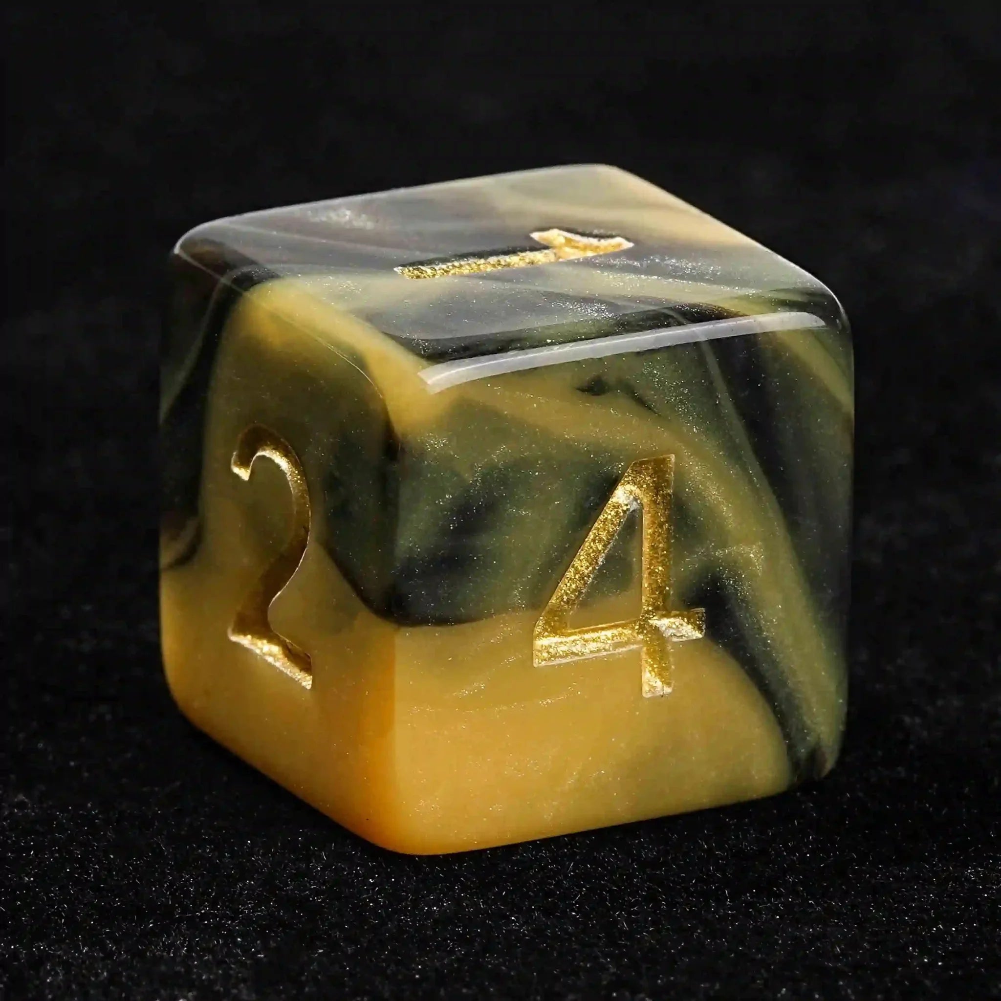 Black Gold Swirl Acrylic DND Dice Set
