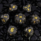 Punk Steam Ming Dynasty - Black Gold Mechanical Gear Solid Metal Dice Set