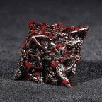Bloodstained dragon head shaped metal hollow DND dice set