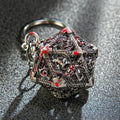 Multicolor Metal Hollow D20 Dice Necklace、Keychain + Mini DND Dice Set