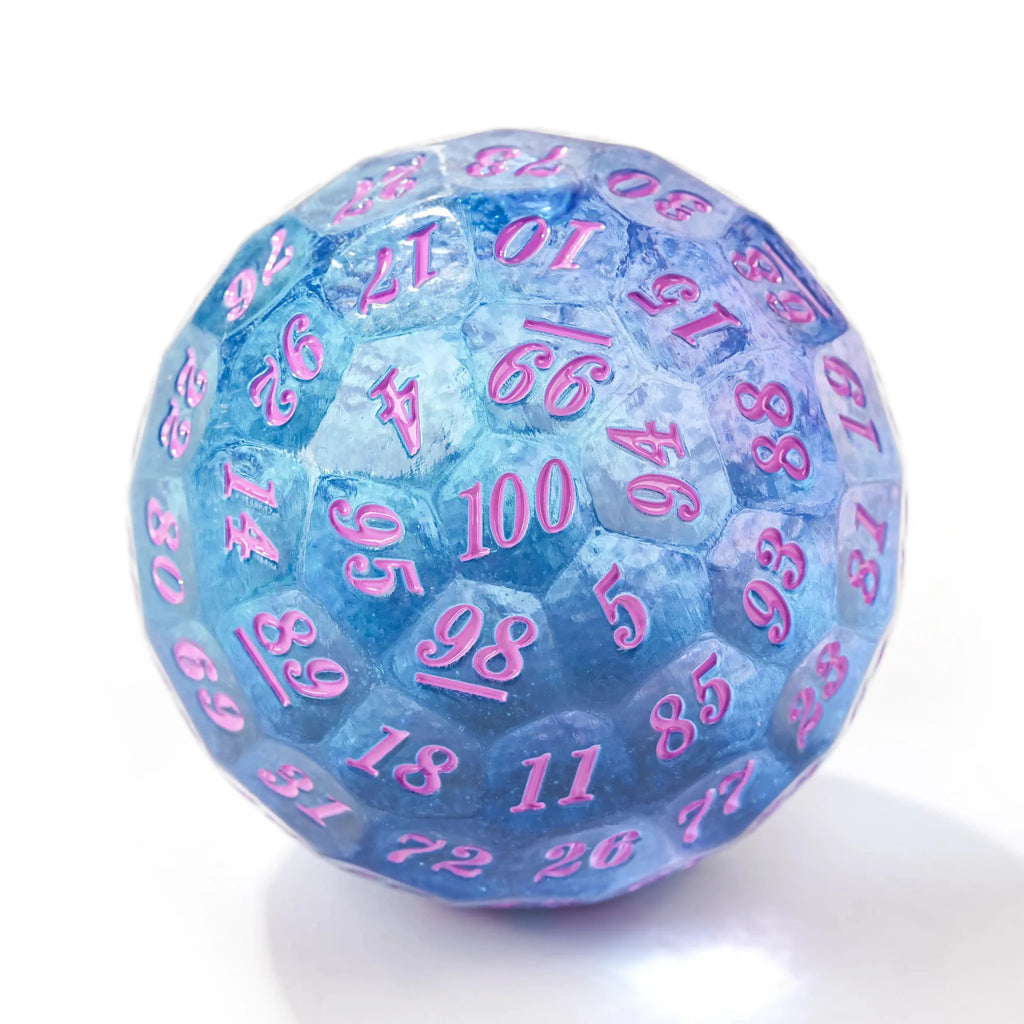 D100 Quicksand Resin Dice - 50mm Transparent 100-sided Dice Ball