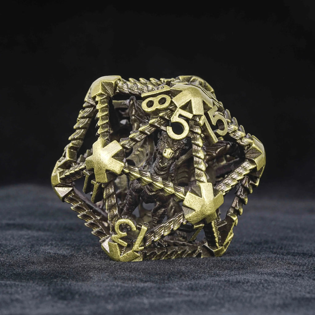 3D Metal  Flying Dragon Hollow D20 Polyhedron Dice 40mm 20 Sided Dice