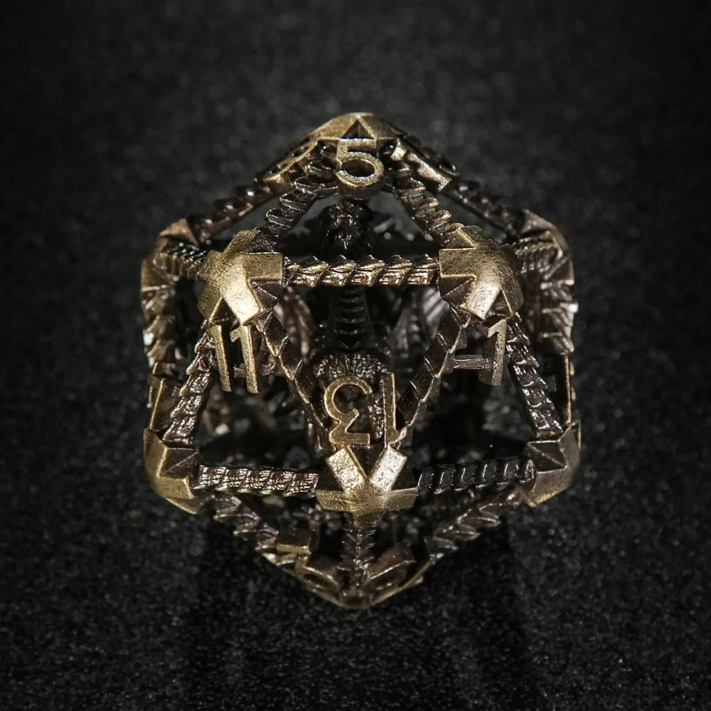 3D Metal  Flying Dragon Hollow D20 Polyhedron Dice 40mm 20 Sided Dice
