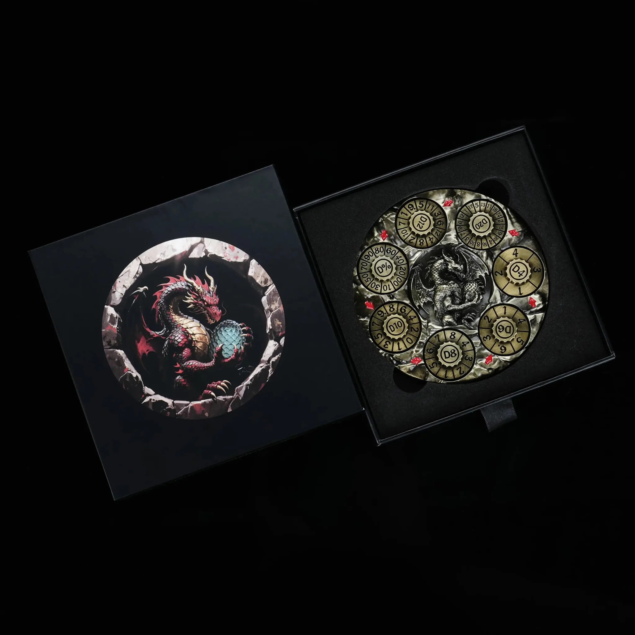 Unique Dice Spinner: 7-in-1 Metal 3D Relief Dragon DND Roulette Dice Spinner