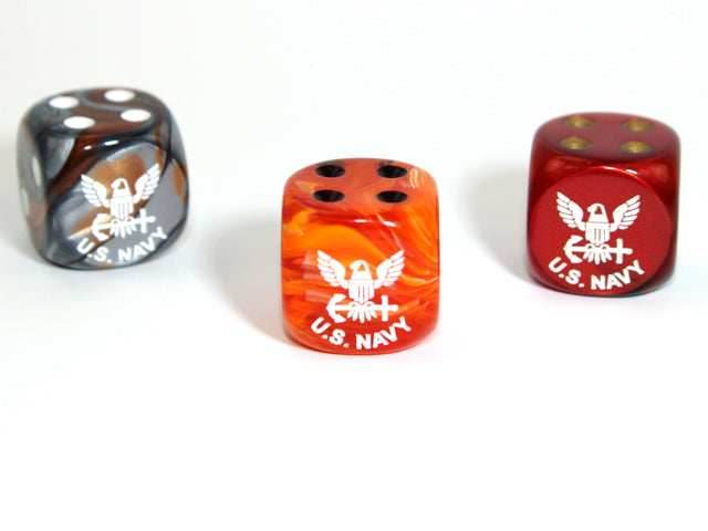 Navy d6 Pipped Dice 16mm | Navy Themed Dice of Random Color (sold per piece) - 